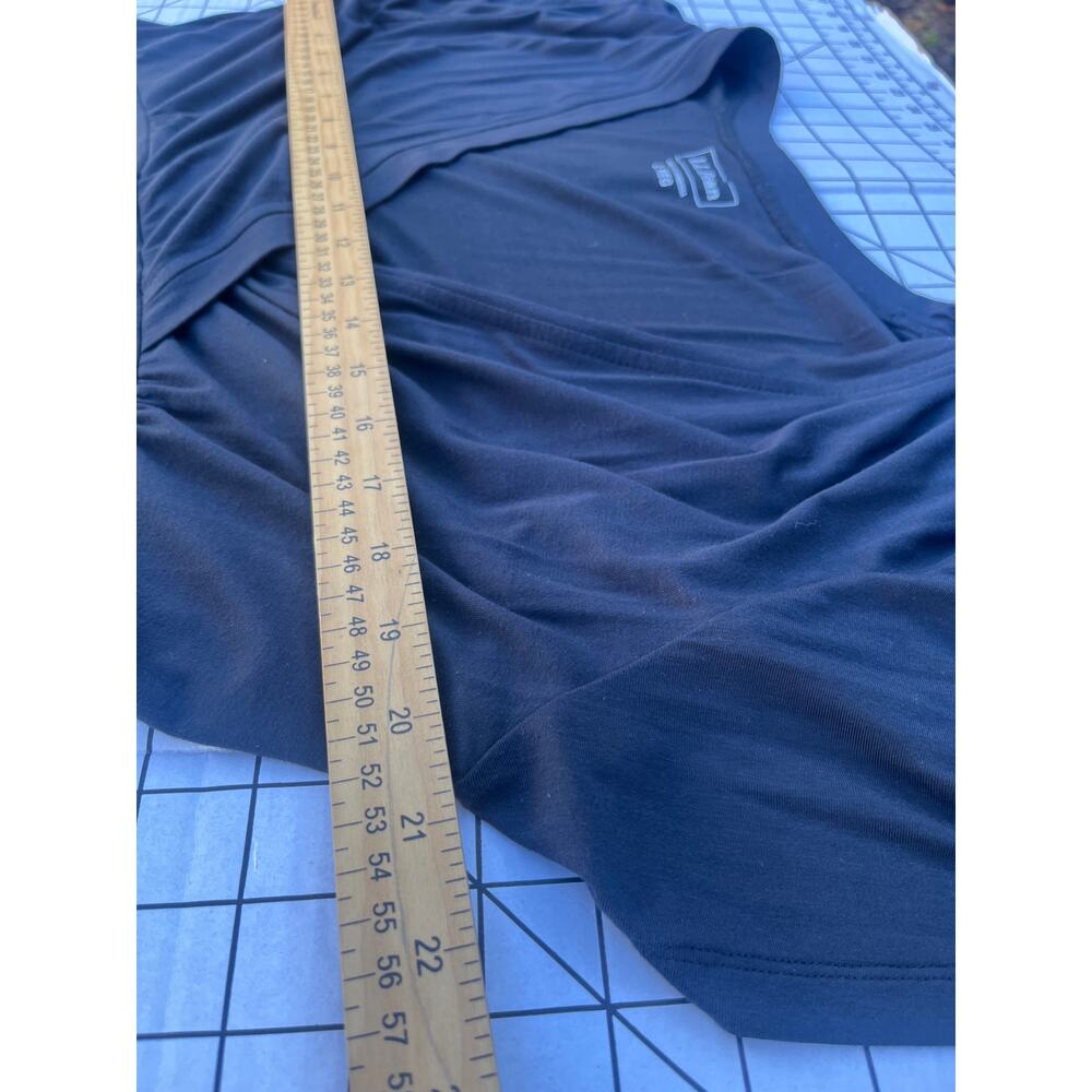 L. L. Bean Summer Knit Dress Faux-Surplice Styling  Empire Waistline Black Sz L - Picture 7 of 9